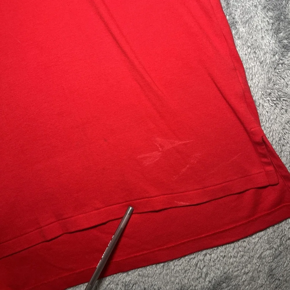 VTG Polo By Ralph Lauren Red Short Sleeve Shirt Navy Pony Custom Fit Cotton SZ L